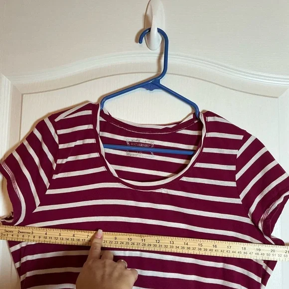 Motherhood Maternity Crimson and Ivory Striped Maternity Shirt - Picture 6 of 7